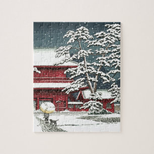 "Zojoji in Snow" door Kawase Hasui 川 巴 水 Legpuzzel
