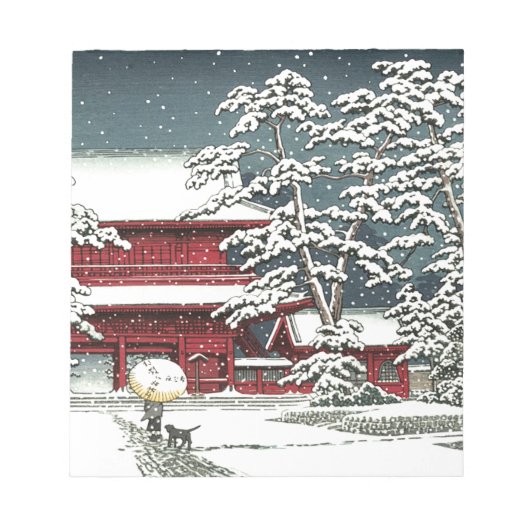 "Zojoji in Snow" door Kawase Hasui 川 巴 水 Notitieblok (Voorkant)