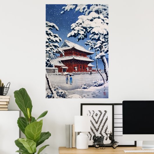 Zojoji Temple in Snow door Tsuchiya Koitsu Poster (Thuiskantoor)