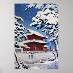 Zojoji Temple in Snow door Tsuchiya Koitsu Poster
