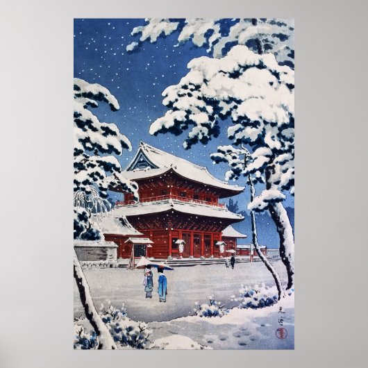 Zojoji Temple in Snow door Tsuchiya Koitsu Poster (Voorkant)