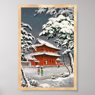 Zojoji Temple in Snow Tsuchiya Koitsu winterscène Poster