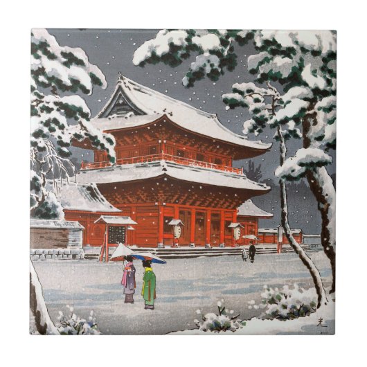 Zojoji Temple in Snow Tsuchiya Koitsu winterscène Tegeltje (Voorkant)