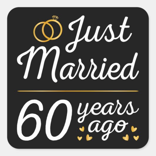Zojuist 60 Jaar Getrouwd II Vierkante Sticker (Voorkant)