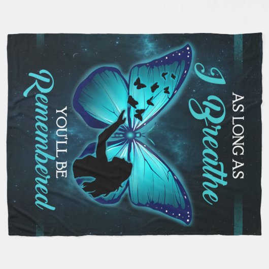 Zolang ik doorbreek, word je herinnerd als vlinder fleece deken (Voorkant (Horizontaal))