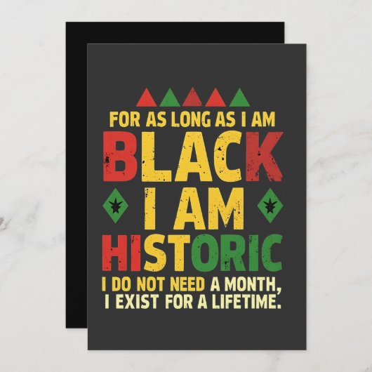 Zolang ik zwart ben, ben ik historisch feestdagenkaart (Voorkant / Achterkant)
