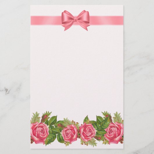  zolder Rozen & roze lint & lint Briefpapier (Voorkant)