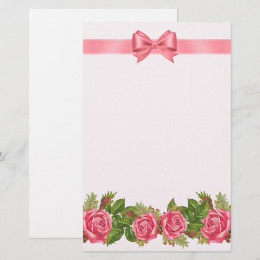  zolder Rozen & roze lint & lint Briefpapier (Voorkant / Achterkant)