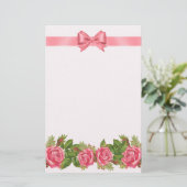  zolder Rozen & roze lint & lint Briefpapier (Staand voorkant)