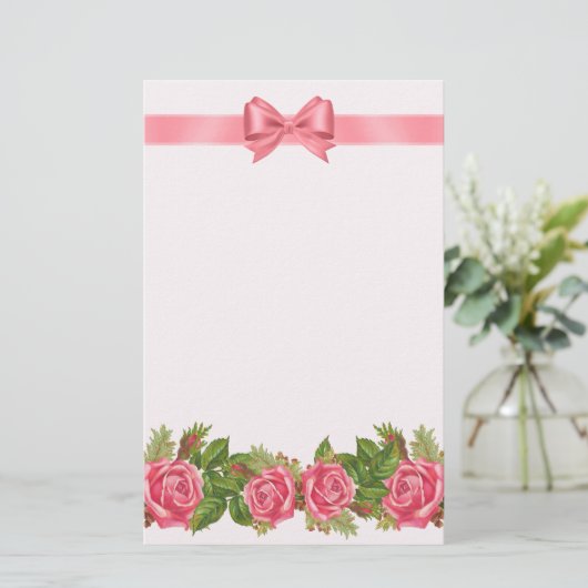 zolder Rozen & roze lint & lint Briefpapier (Staand voorkant)