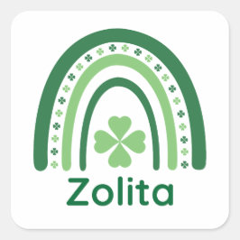 Zolita Name Clover Boho Rainbow Vierkante Sticker