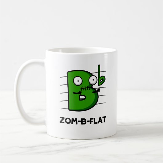Zom-B-Flat Funny Halloween Zombie Music Pun Koffiemok (Links)
