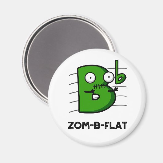 Zom-B-Flat Funny Halloween Zombie Music Pun Magneet (Voorkant / Achterkant)