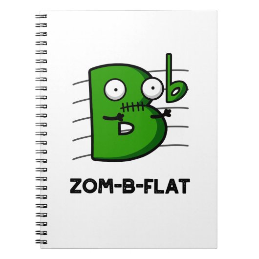 Zom-B-Flat Funny Halloween Zombie Music Pun Notitieboek (Voorkant)