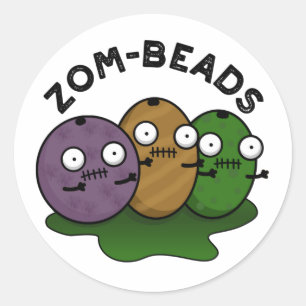 Zom-beads Funny Halloween Zombie Beads Pun Ronde Sticker