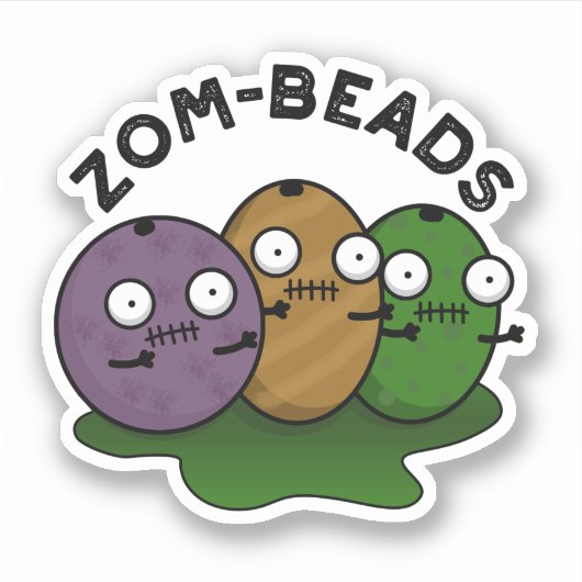 Zom-beads Funny Halloween Zombie Beads Pun Sticker (Voorkant)