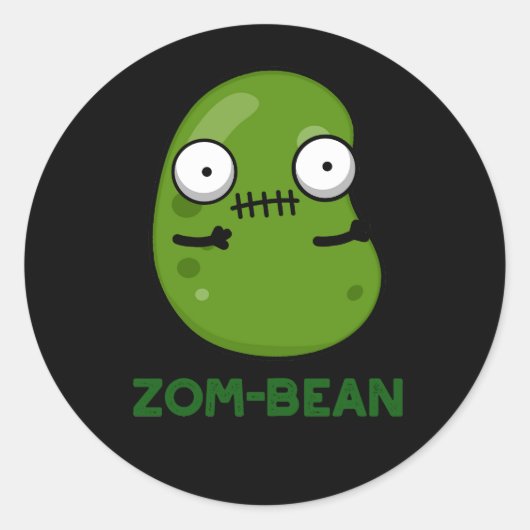 Zom-bean Grappige Halloween Zombie Bean Pun Dark B Ronde Sticker (Voorkant)