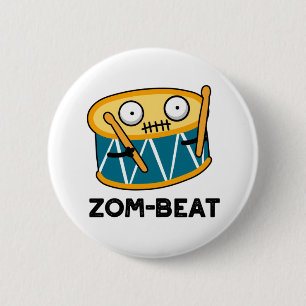 Zom-beat Funny Halloween Zombie Drum Pun Ronde Button 5,7 Cm