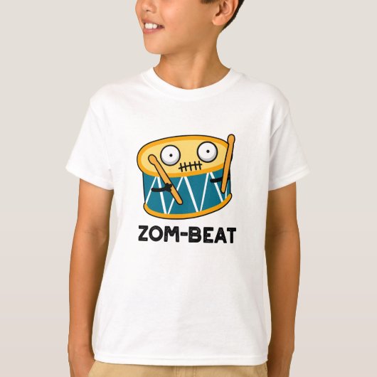 Zom-beat Funny Halloween Zombie Drum Pun T-shirt (Voorkant)