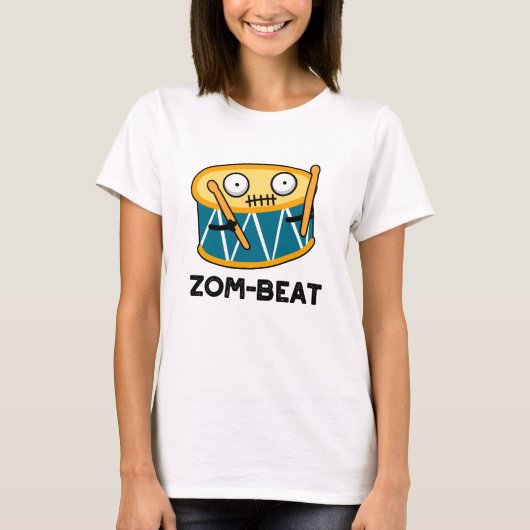 Zom-beat Funny Halloween Zombie Drum Pun T-shirt (Voorkant)