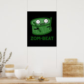 Zom-beat Funny Zombie Drum Pun Dark BG Poster (Keuken)