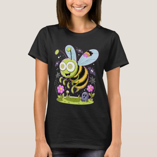 Zom-Bee Cute Zombie Bee Funny Halloween Tee T-shirt (Voorkant)