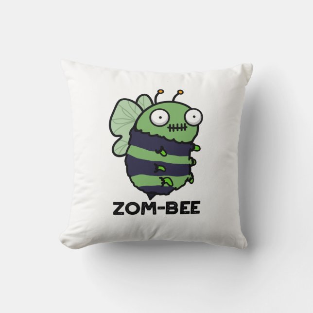 Zom-bee Funny Halloween Zombie Bee Pun Kussen (Voorkant)