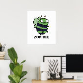 Zom-bee Funny Halloween Zombie Bee Pun Poster (Thuiskantoor)