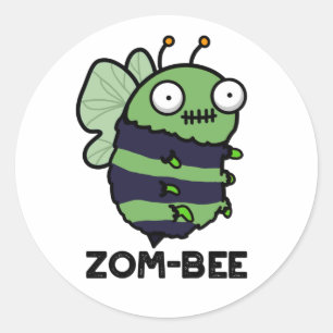 Zom-bee Funny Halloween Zombie Bee Pun Ronde Sticker