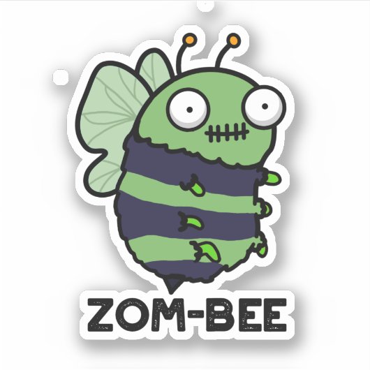 Zom-bee Funny Halloween Zombie Bee Pun Sticker (Voorkant)