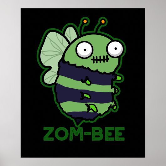 Zom-bee Funny Zombie Bee Pun Dark BG Poster (Voorkant)
