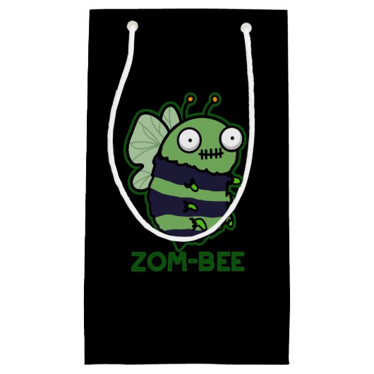 Zom-bee Grappig Halloween Zombie Bee Pun Dark BG Klein Cadeauzakje (Voorkant)