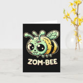 Zom-bee Schattig Griezelige Zombie Bij Cartoon Hal Kaart (Gele Bloem)