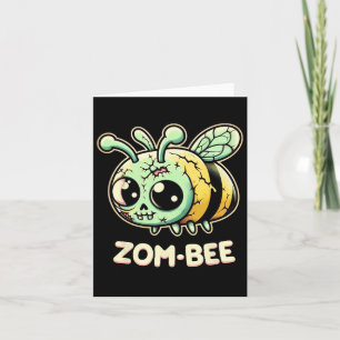 Zom-bee Schattig Griezelige Zombie Bij Cartoon Hal Kaart