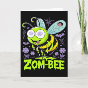 Zom-bee Schattige Zombie Bee Funny Halloween T-shi Kaart