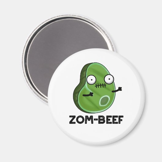 Zom-beef Funny Halloween Zombie Meat Pun Magneet (Voorkant / Achterkant)