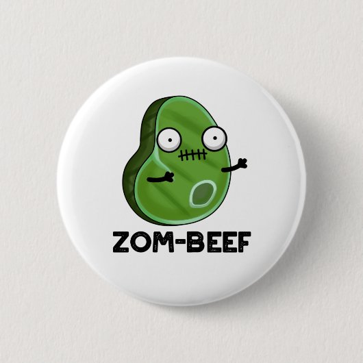 Zom-beef Funny Halloween Zombie Meat Pun Ronde Button 5,7 Cm (Voorkant)