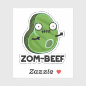 Zom-beef Funny Halloween Zombie Meat Pun Sticker (Vel)