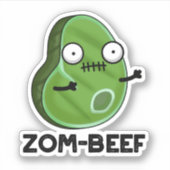 Zom-beef Funny Halloween Zombie Meat Pun Sticker (Voorkant)