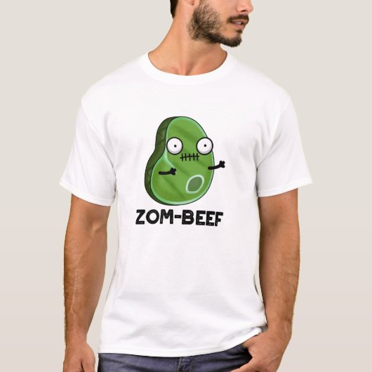 Zom-beef Funny Halloween Zombie Meat Pun T-shirt (Voorkant)