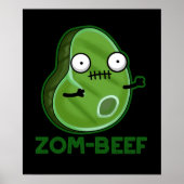 Zom-beef Funny Zombie Meat Pun Dark BG Poster (Voorkant)