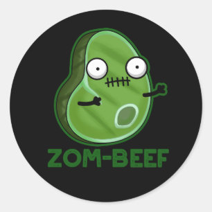 Zom-beef Funny Zombie Meat Pun Dark BG Ronde Sticker