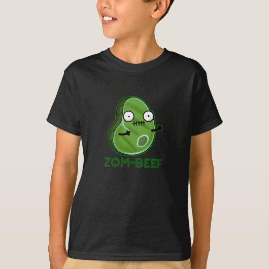 Zom-beef Funny Zombie Meat Pun Dark BG T-shirt (Voorkant)