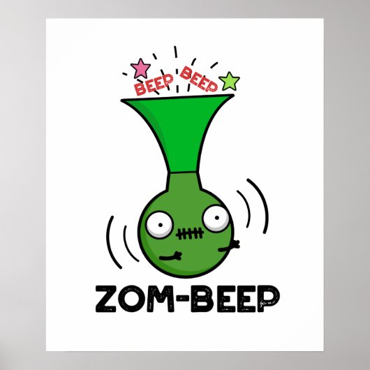 Zom-beep Funny Halloween Zombie Honker Pun Poster (Voorkant)