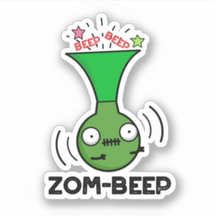 Zom-beep Funny Halloween Zombie Honker Pun Sticker