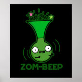 Zom-beep Funny Zombie Honker Pun Dark BG Poster (Voorkant)