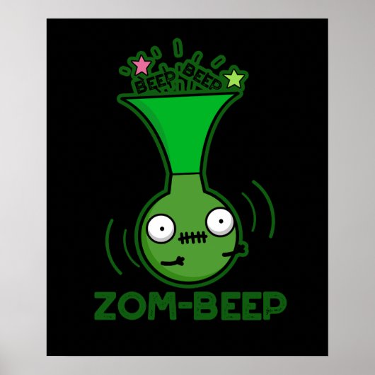 Zom-beep Funny Zombie Honker Pun Dark BG Poster (Voorkant)