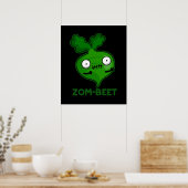 Zom-beet Funny Zombie Beet Pun Dark BG Poster (Keuken)