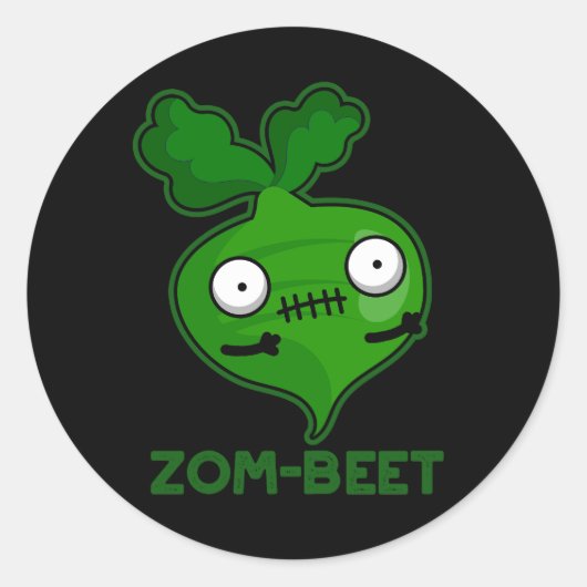 Zom-beet Funny Zombie Beet Pun Dark BG Ronde Sticker (Voorkant)