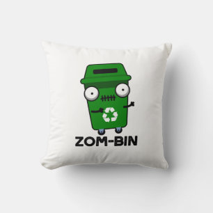 Zom-bin Funny Halloween Zombie Trash Bin Pun Kussen